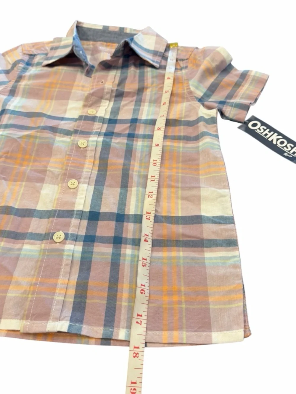 OshKosh‎ B'Gosh Boys Short-Sleeve Button-Down Shirt Pastel Plaid Sz 4/4A NEW $28